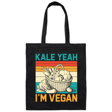 Kale Yeah, I'm Vegan, Retro Kale Yeah, Vegan Vintage Canvas Tote Bag
