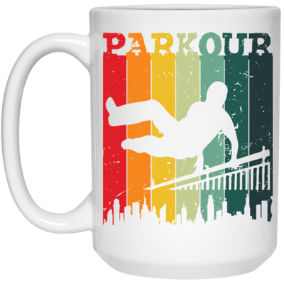 Retro Parkour Gift, Athlete Parkour, Freerunning, Freerunners Gift White Mug