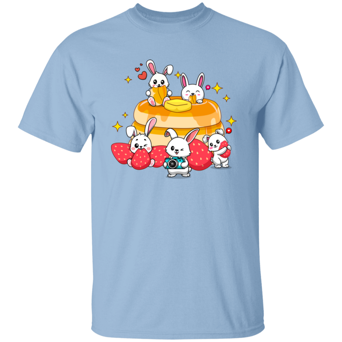 Bunnies With Pancake, Strawberries And Pancake Unisex T-Shirt