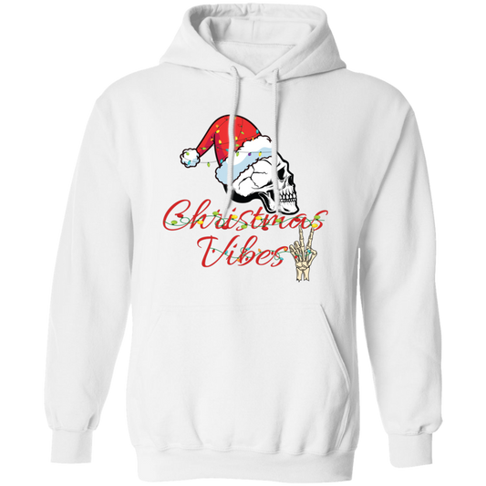 Christmas Vibes, Skull In Christmas, Skull Wear Christmas Hat, Merry Christmas, Trendy Christmas Pullover Hoodie