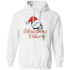 Christmas Vibes, Skull In Christmas, Skull Wear Christmas Hat, Merry Christmas, Trendy Christmas Pullover Hoodie