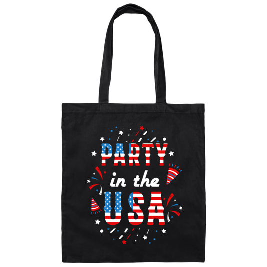 American Party, American Flag, 4th July Anniversary Canvas Tote Bag