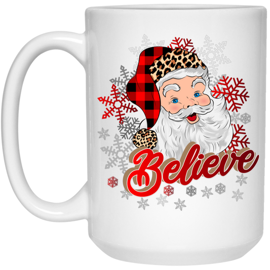I Believe In You, Christmas Snowflake, Santa Claus, Merry Christmas, Trendy Christmas White Mug