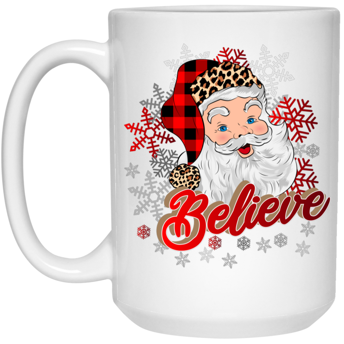 I Believe In You, Christmas Snowflake, Santa Claus, Merry Christmas, Trendy Christmas White Mug
