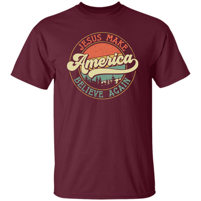 Jesus Make America Believe Again, Retro America Unisex T-Shirt