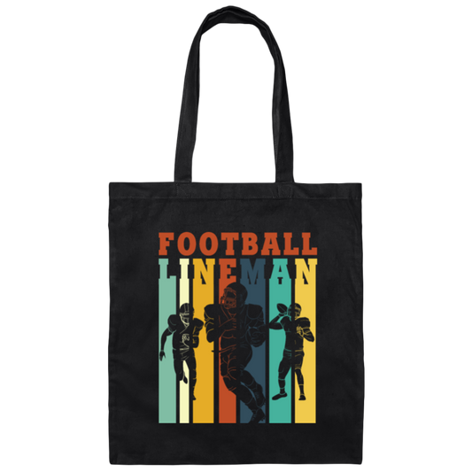 Football Lineman Retro Offensive Defensive Player Canvas Tote Bag