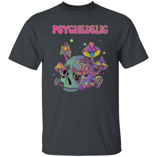 Psychedelic, Magic Mushroom, Mushroom And Skull Psycho Unisex T-Shirt