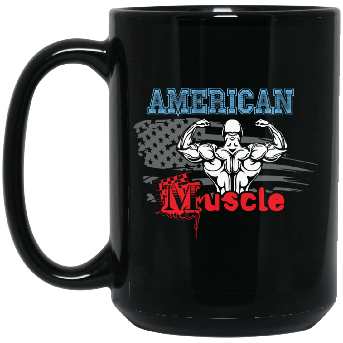 American Muscle, American Fitness, Muscle Silhouette Black Mug