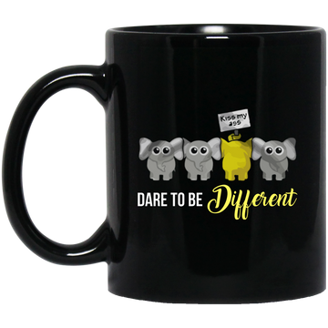 Elephant Lover Gift, Dare To Be Different, Different Elephant, Cute Gift Black Mug