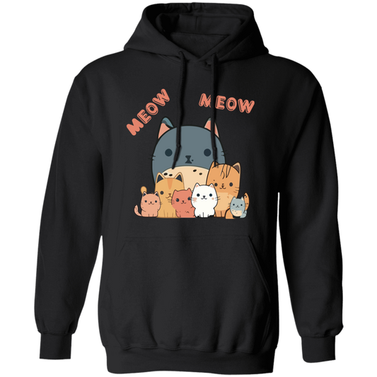 Cute Meow, Cat Lover, Cute Cat, Bundle Of Kitten, Cat Family Pullover Hoodie