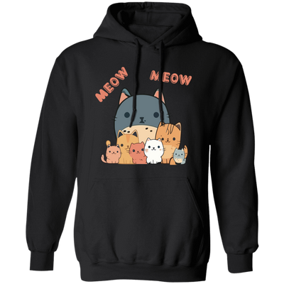 Cute Meow, Cat Lover, Cute Cat, Bundle Of Kitten, Cat Family Pullover Hoodie