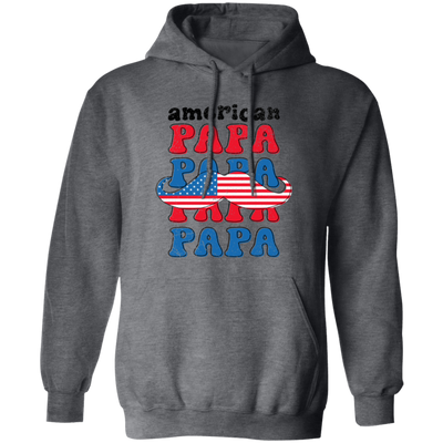 American Papa, Papa, Father's Day, Beard American Dad Pullover Hoodie