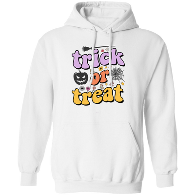 Trick Or Treat, Halloween, Witch And Broom Pullover Hoodie