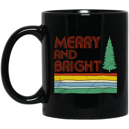 Merry And Bright, Retro Christmas, Love Christmas, Merry Christmas, Trendy Christmas Black Mug