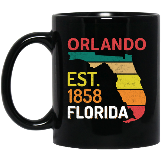 Orlando, Orlando Florida, Established 1858, Retro Orlando Black Mug