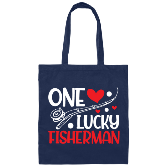 One Lucky Fisherman Cute Relationship Matching Canvas Tote Bag