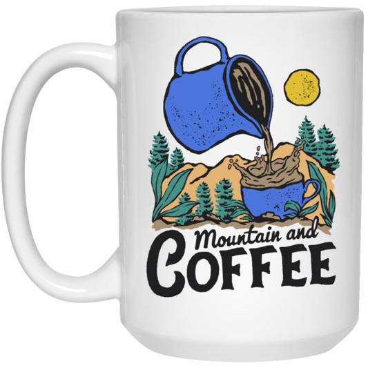 Mountain And Coffee, Wet The Plant, Wet By Coffee White Mug