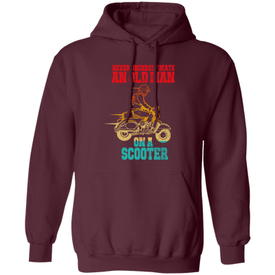 Old Man Scooter Gift, Never Underestimate Vintage, Model Motor Awesome Pullover Hoodie