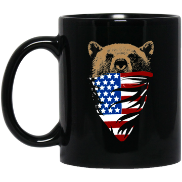 American Wolf, Wolf Lover Gift, Best Wolf, American Flag, Love Dog Black Mug