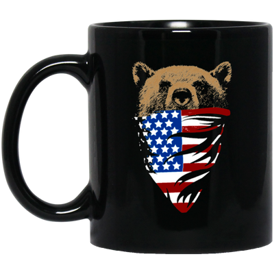 American Wolf, Wolf Lover Gift, Best Wolf, American Flag, Love Dog Black Mug