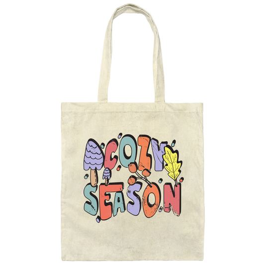 Cozy Season, Fall, Autumn, Groovy Fall Season Canvas Tote Bag
