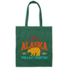 Cool Alaska The Last Frontier Grizzly Bear Souvenir Vintage Canvas Tote Bag