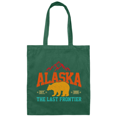 Cool Alaska The Last Frontier Grizzly Bear Souvenir Vintage Canvas Tote Bag