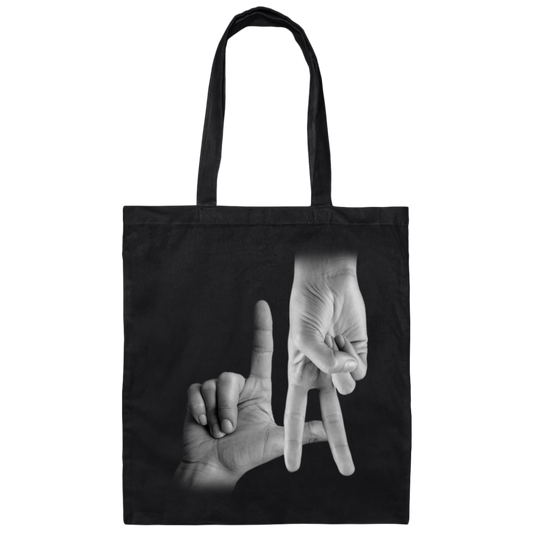 LA Sign, Hand Sign, Los Angeles Hand Sign, Love American, Black And White Canvas Tote Bag