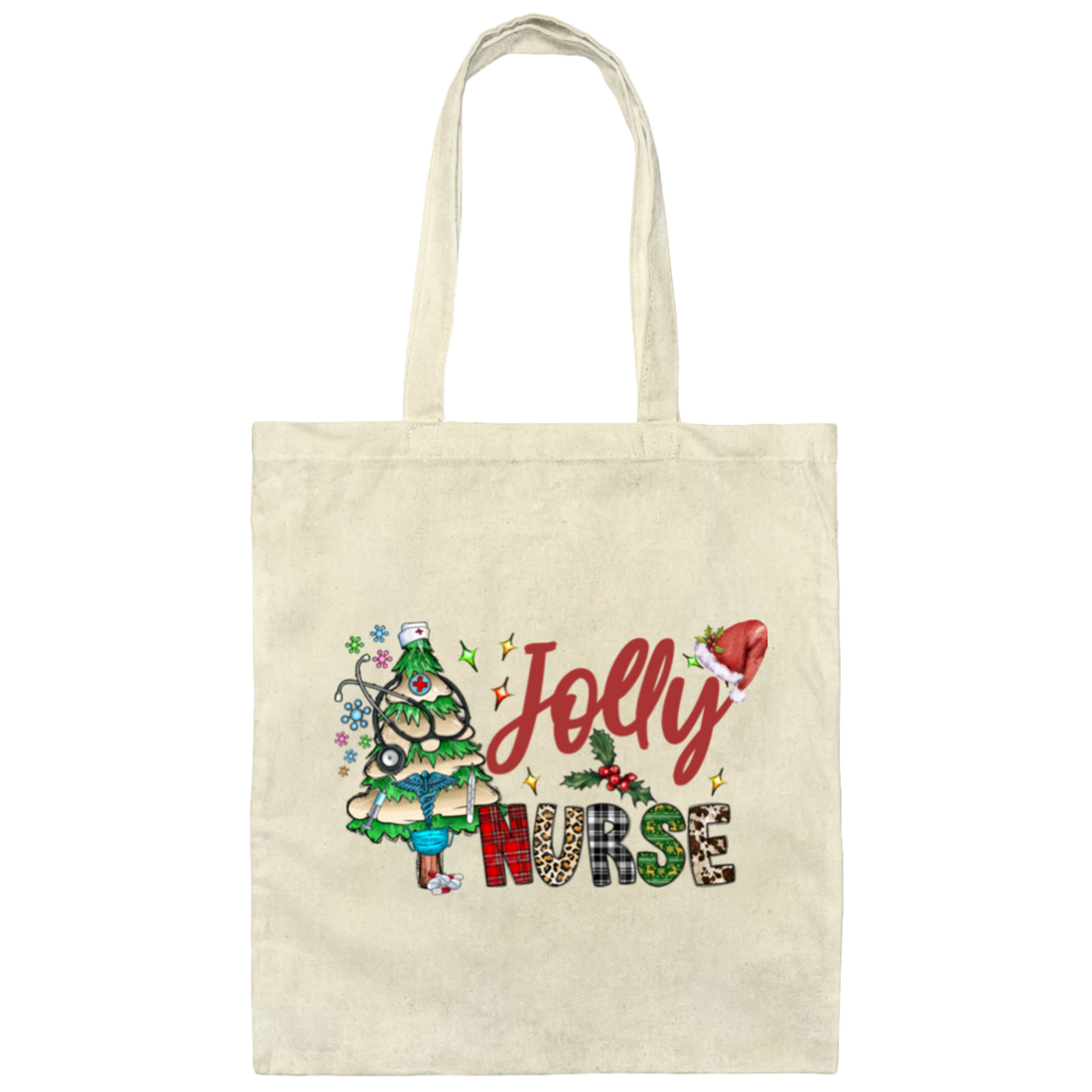 Jolly Nurse In Xmas, Merry Christmas With Your Nurse, Best Gift For Everyone Canvas Tote Bag