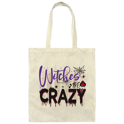 Witches Be Crazy, Crazy Witches, Horror Spiderweb Canvas Tote Bag