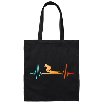 Heart Rate With Surfer Surf, Surfboard Heartbeat And The Water Canvas Tote Bag