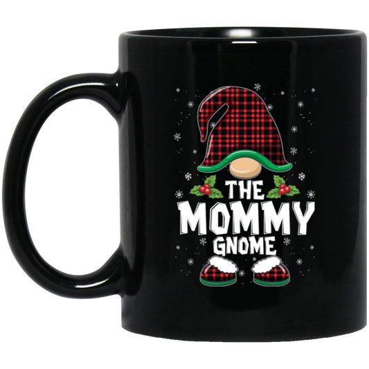 The Mommy Gnome Present For Family, Xmas Cute Gnome Lover Black Mug