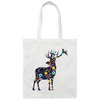 Floral Deer, Deer Silhouette, Flower Into A Deer Canvas Tote Bag