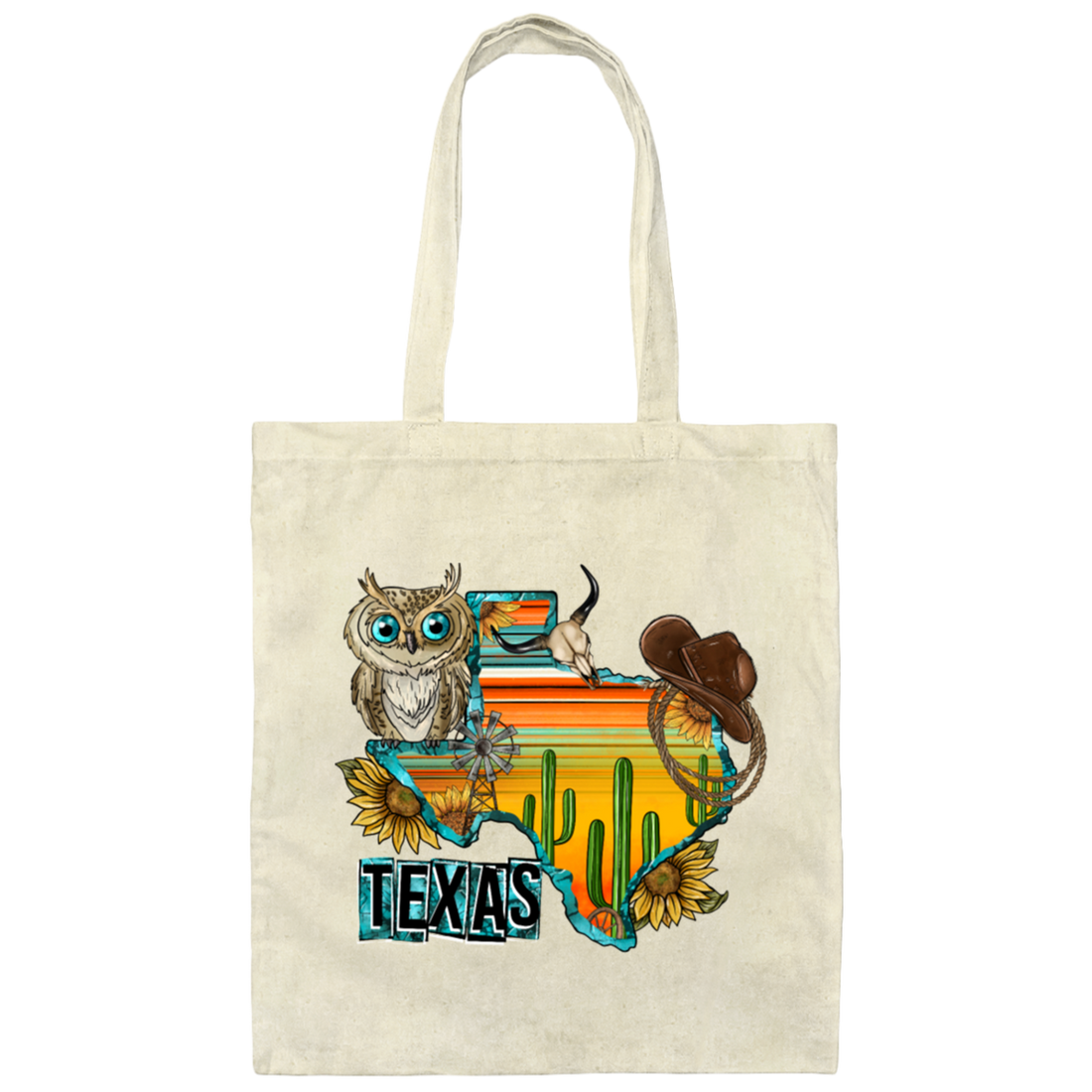 Texas Lover My Owl Safari Sunflower Canvas Tote Bag