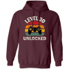 Level 30 Unlocked, Love 30th Birthday, Best Of 30th, Retro Playing Love Gift Pullover Hoodie