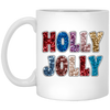 Holly Jolly, Sequin Holly Jolly, Blink Glitter Christmas, Merry Christmas, Trendy Christmas White Mug