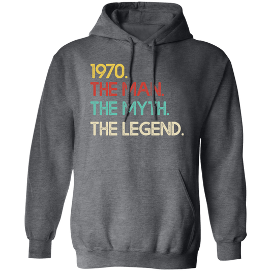 Legend 1970, Legendary Gift, Love 1970 Retro, The Man The Myth Pullover Hoodie