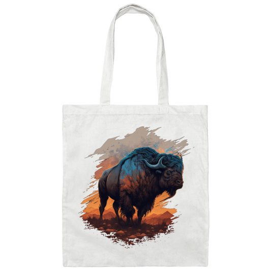 Buffalo Love Gift, Buffalo On A Field, Vintage Style, Cool Buffalo Canvas Tote Bag