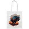 Buffalo Love Gift, Buffalo On A Field, Vintage Style, Cool Buffalo Canvas Tote Bag