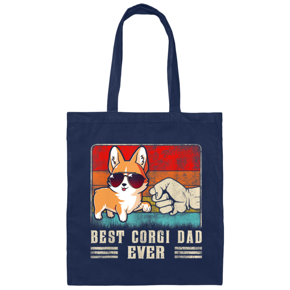 Retro Corgi, Best Corgi Dad Ever, Best Dog Dad Ever, Love Dad Canvas Tote Bag