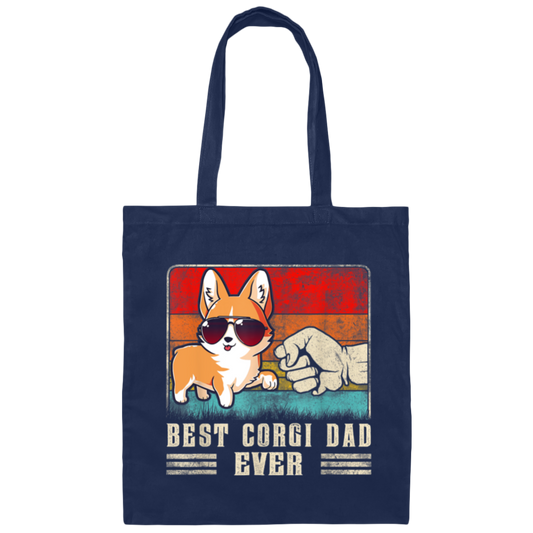 Retro Corgi, Best Corgi Dad Ever, Best Dog Dad Ever, Love Dad Canvas Tote Bag