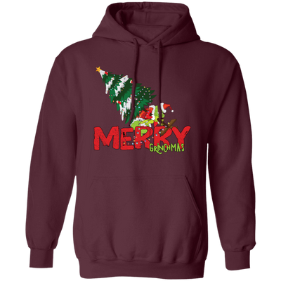 Merry Grinchmas, Merry Christmas, Grinch With Xmas Tree Pullover Hoodie