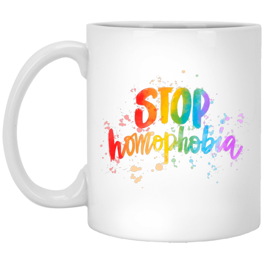 Love Homophobia, Be Kind, Love LGBT, Pride Month White Mug