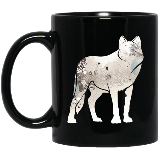 Fox Silhouette, Show Fox, Fox In Abstract, Animal Silhouette Black Mug