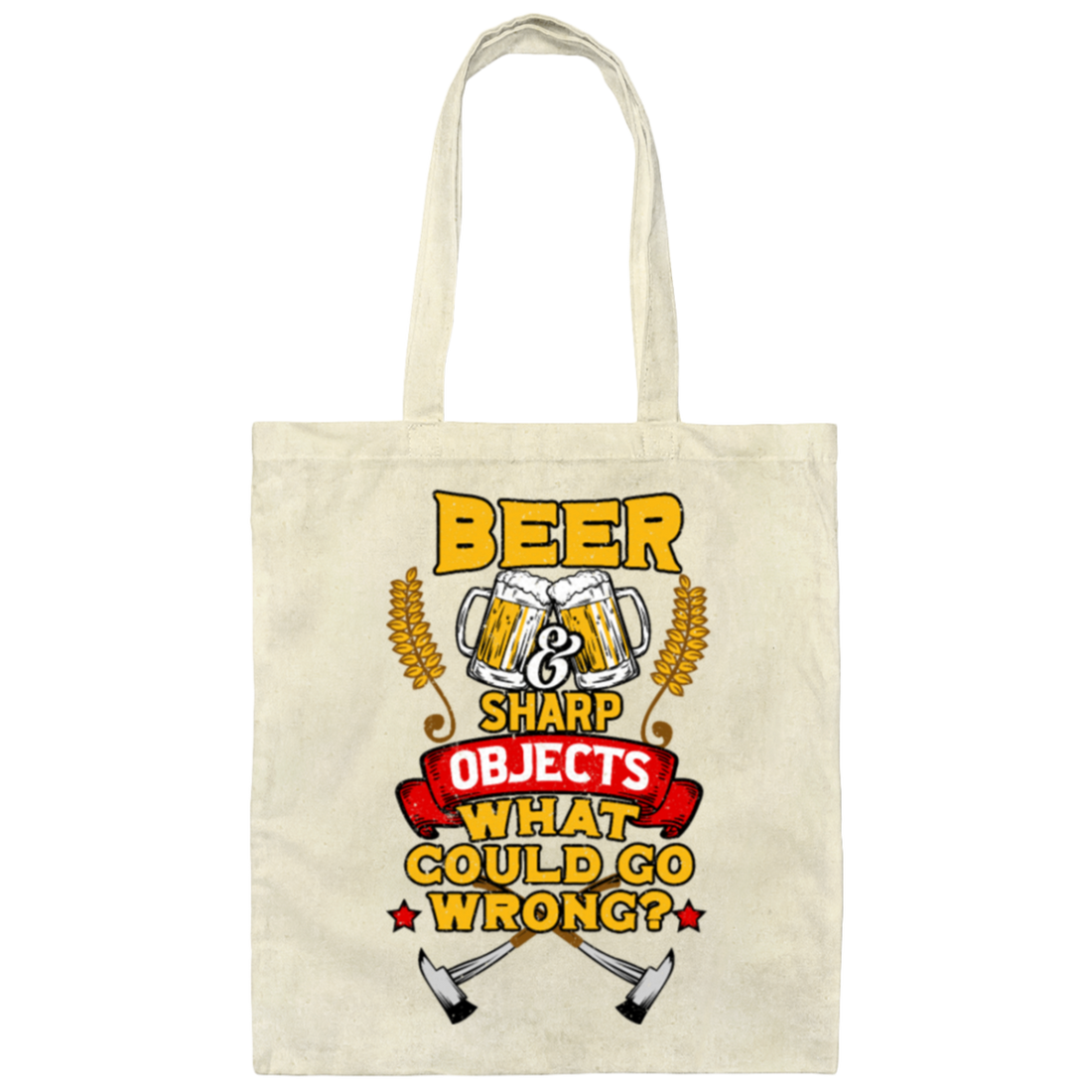 Win The Game, Axe Object, Beer And Sharp, Gift For Winner Canvas Tote Bag