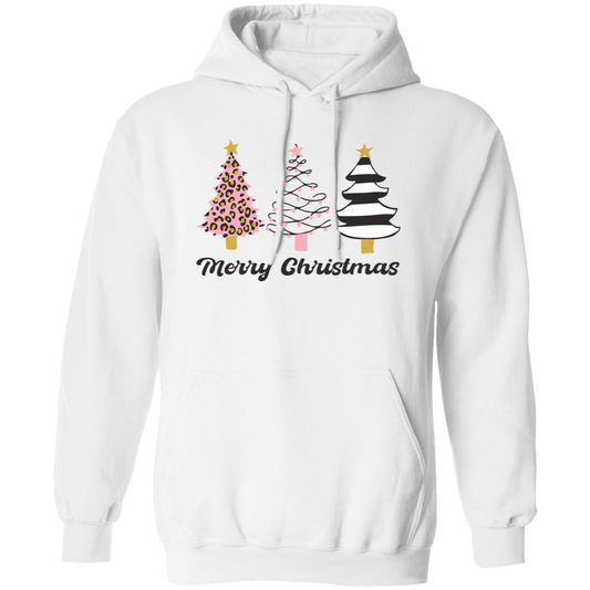 Black And Pink Christmas, Leopard Xmas Tree, Pink Xmas Tree, Merry Christmas, Trendy Christmas Pullover Hoodie