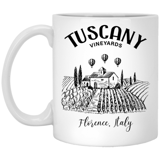 Tuscany, Vineyards, Florence Italy, Vineyards Italy White Mug