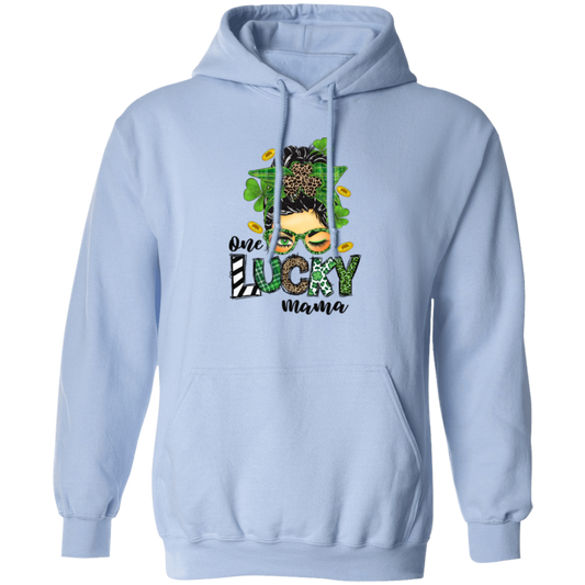 Mama Lover Gift, One Lucky Mama, Love Mom, Shamrock And Mom Pullover Hoodie