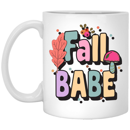 Fall Babe, love Fall, Fall Season, Fall Air, Groovy Fall White Mug