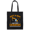 Just A Boy Who Loves Excavators, Excavator Driver Canvas Tote Bag